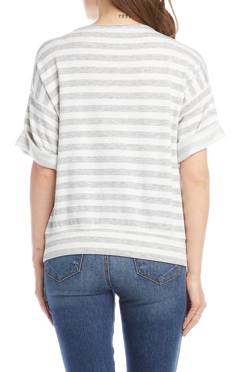 Karen Kane Stripe Short Sleeve Fleece Sweatshirt, Alternate, color, 