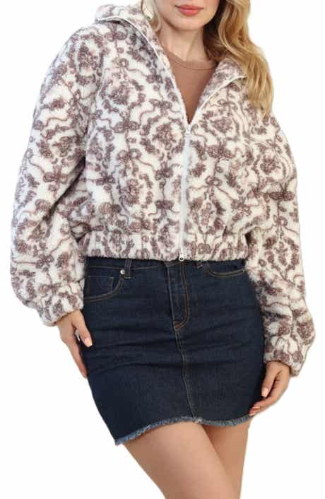 Stoosh Bow Print High Pile Fleece Jacket