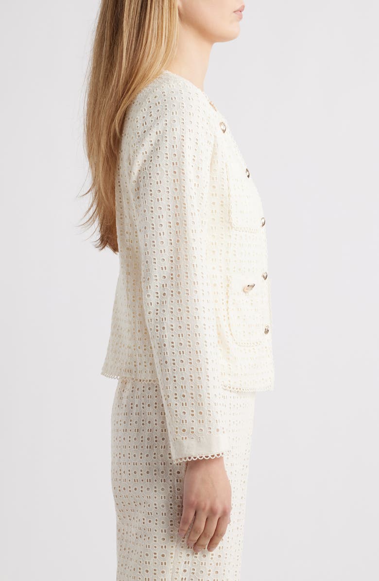 Anne Klein Cotton Eyelet Jacket, Alternate, color, 