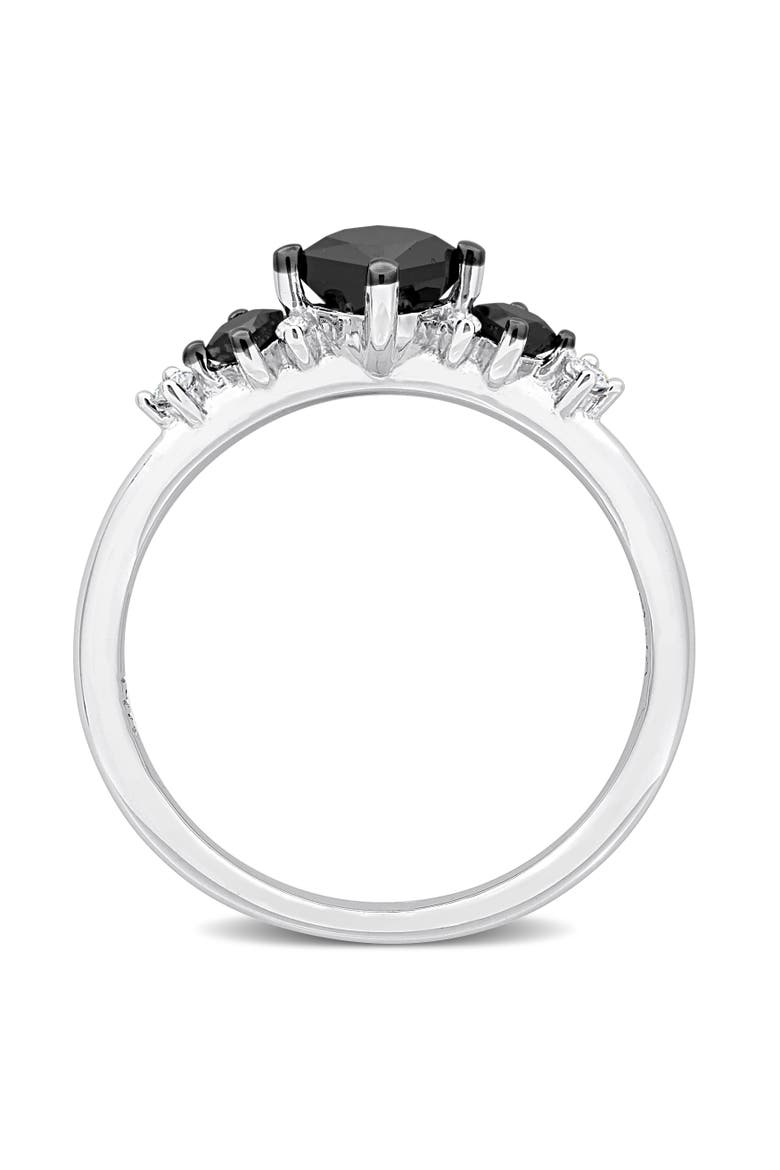Black & White Diamond Princess-Cut 3-Stone Ring 14k, Alternate, color, 14k White Gold
