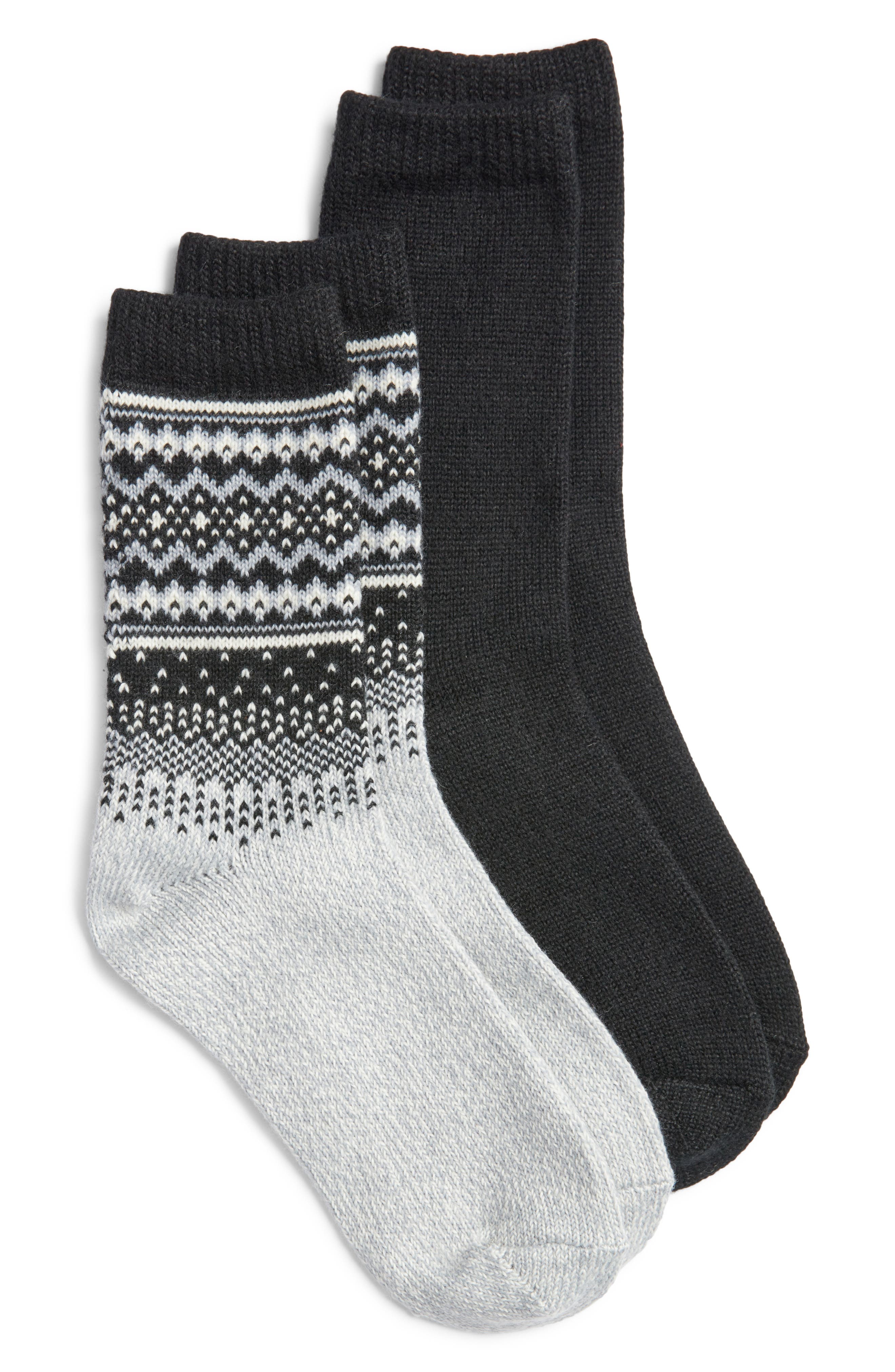 Hue Assorted 2-Pack Crew Socks in Black Pack 