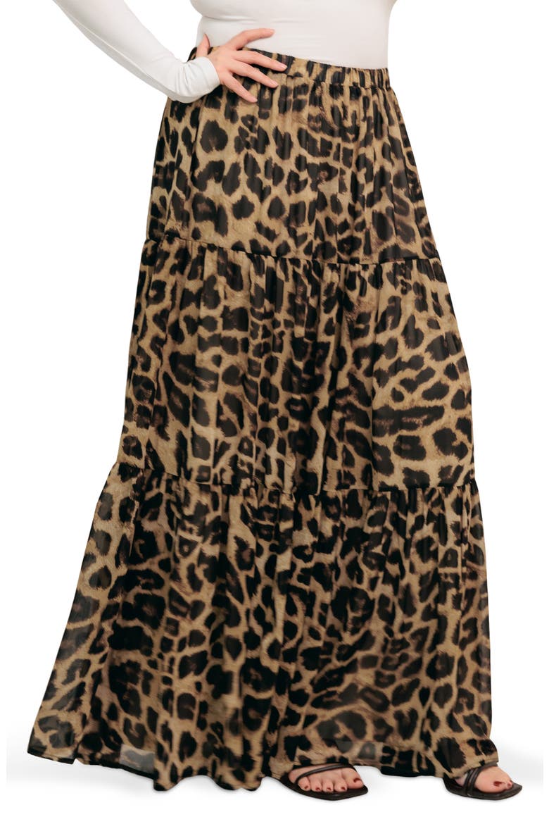 Leopard Print Tiered Maxi Skirt, Alternate, color, LEOPARD