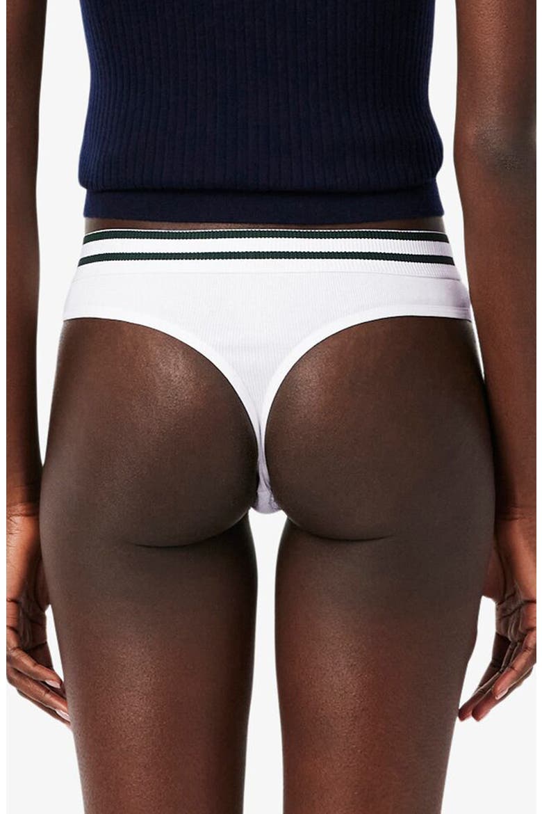 Cotton Blend Rib Thong, Alternate, color, 001 - BLANC