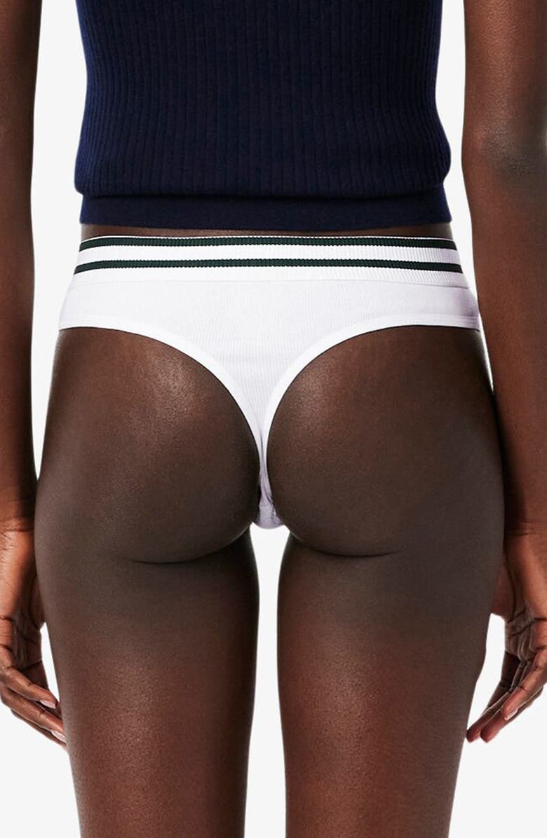 Lacoste Cotton Blend Rib Thong, Alternate, color, White