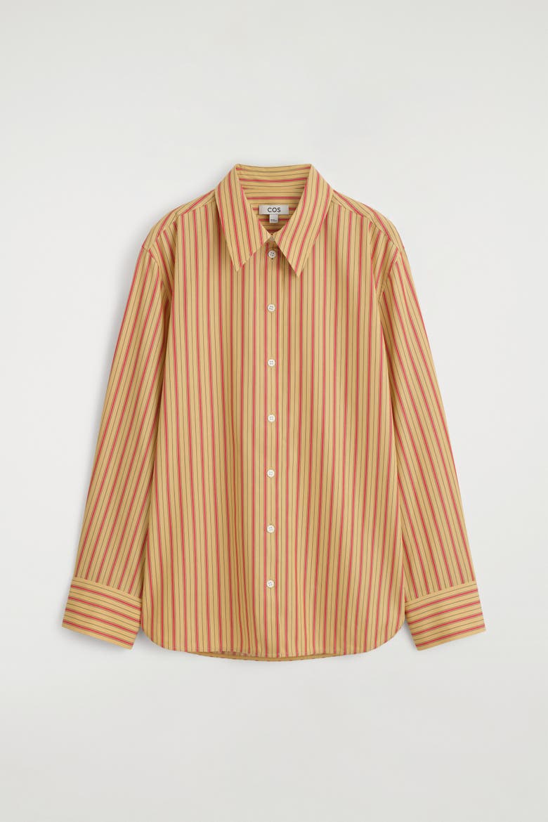Striped Cotton-lyocell Shirt, Alternate, color, HONEY / RED / STRIPED