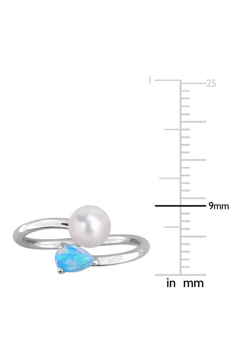 Cultured Pearl & Ethiopian Opal Crossover Ring, Alternate, color, BLUE