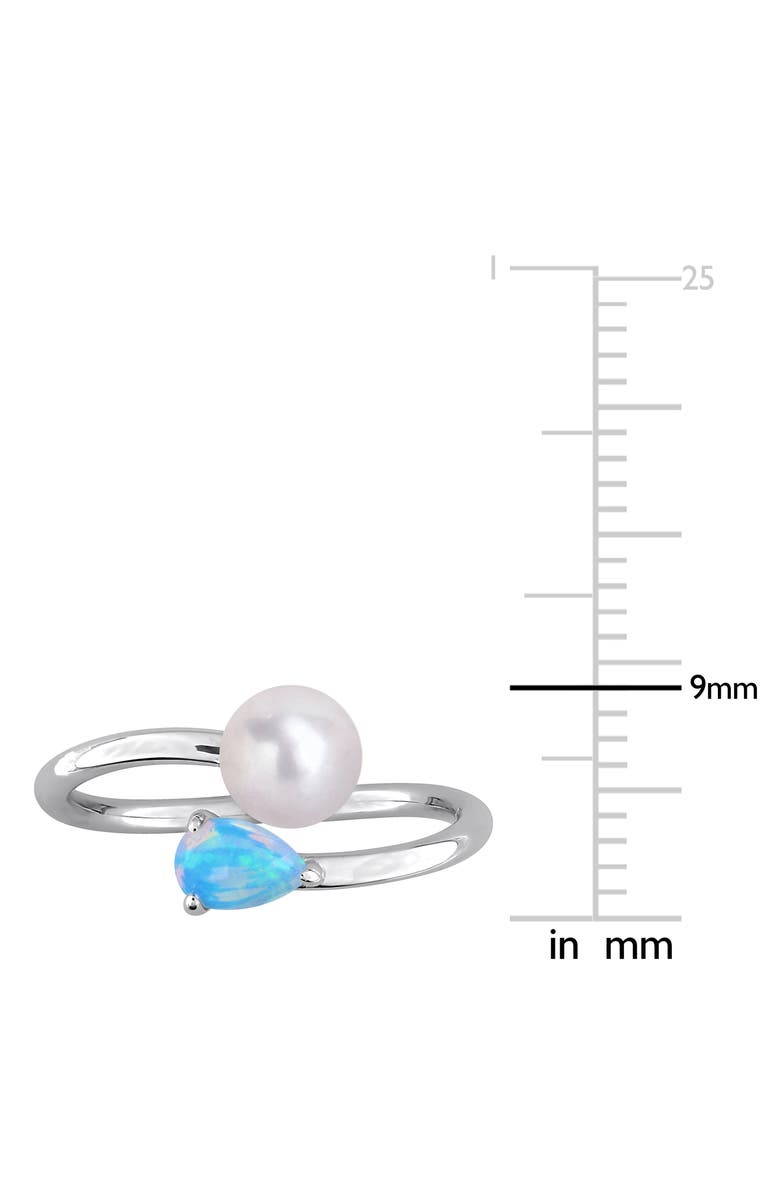 DELMAR Cultured Pearl & Ethiopian Opal Crossover Ring, Alternate, color, Blue