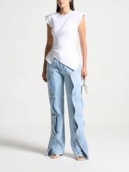 Manière De Voir Wide Shoulder Ruched Waist Top