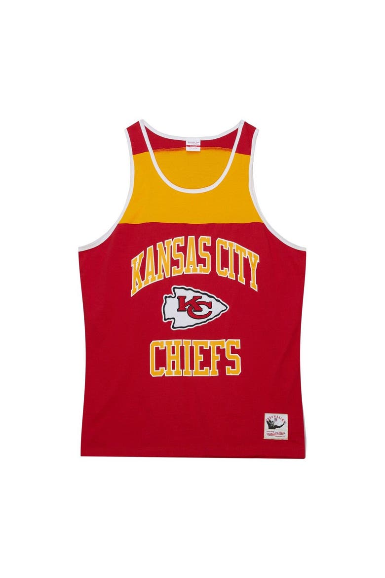 Men's Mitchell & Ness Red/Gold Kansas City Chiefs  Heritage Colorblock Tank Top, Alternate, color, Red