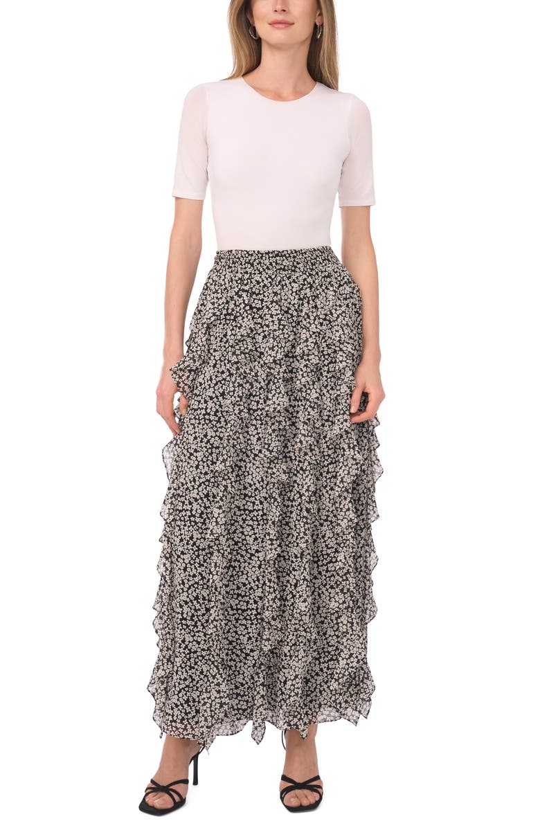 1.STATE Corkscrew Floral Ruffle Maxi Skirt, Alternate, color, Rich Black