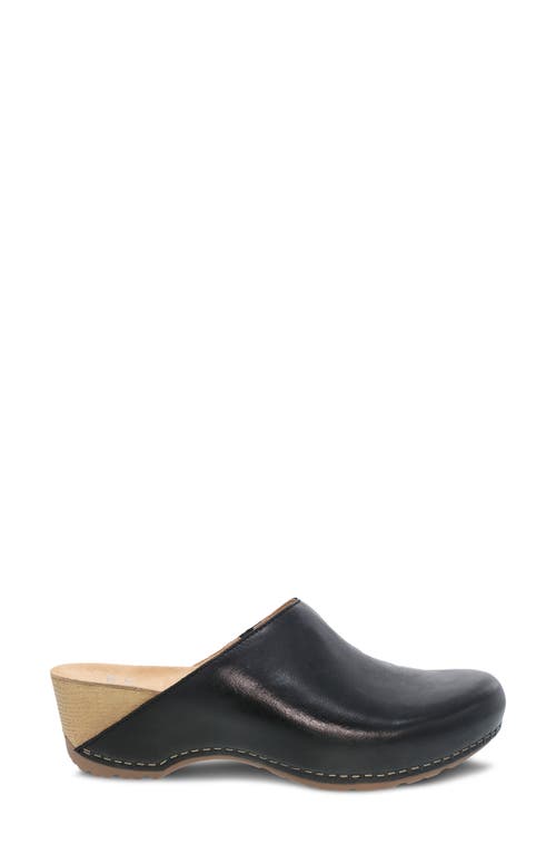 Dansko Black Leather Mule With Contrasting Beige Wedge In Black