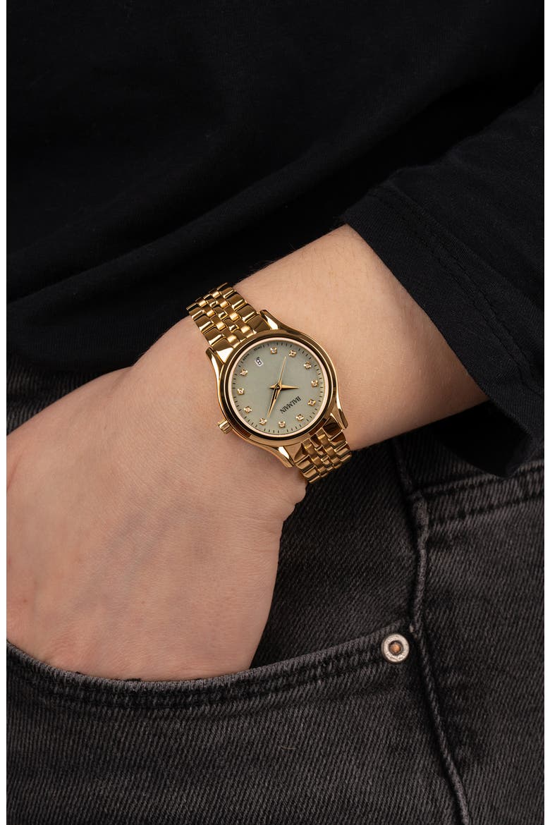 Beleganza Diamond Bracelet Watch, 28mm, Alternate, color, YELLOW GOLD PVD COATING