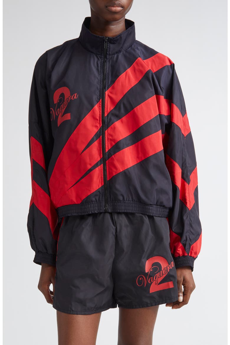 Woven Satin Windbreaker, Main, color, BLACK RED