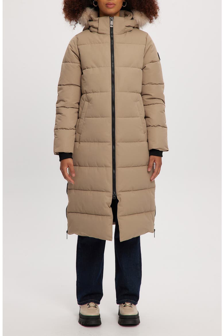 Winter Long Parka with Faux Fur Trim, Main, color, SAND