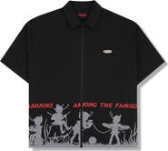 PLEASURES Fairies Relaxed Fit Cotton Zip Shirt