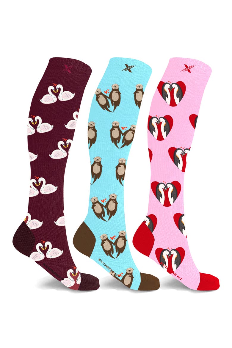 3-Pack Patterned Compression Socks, Main, color, MIX
