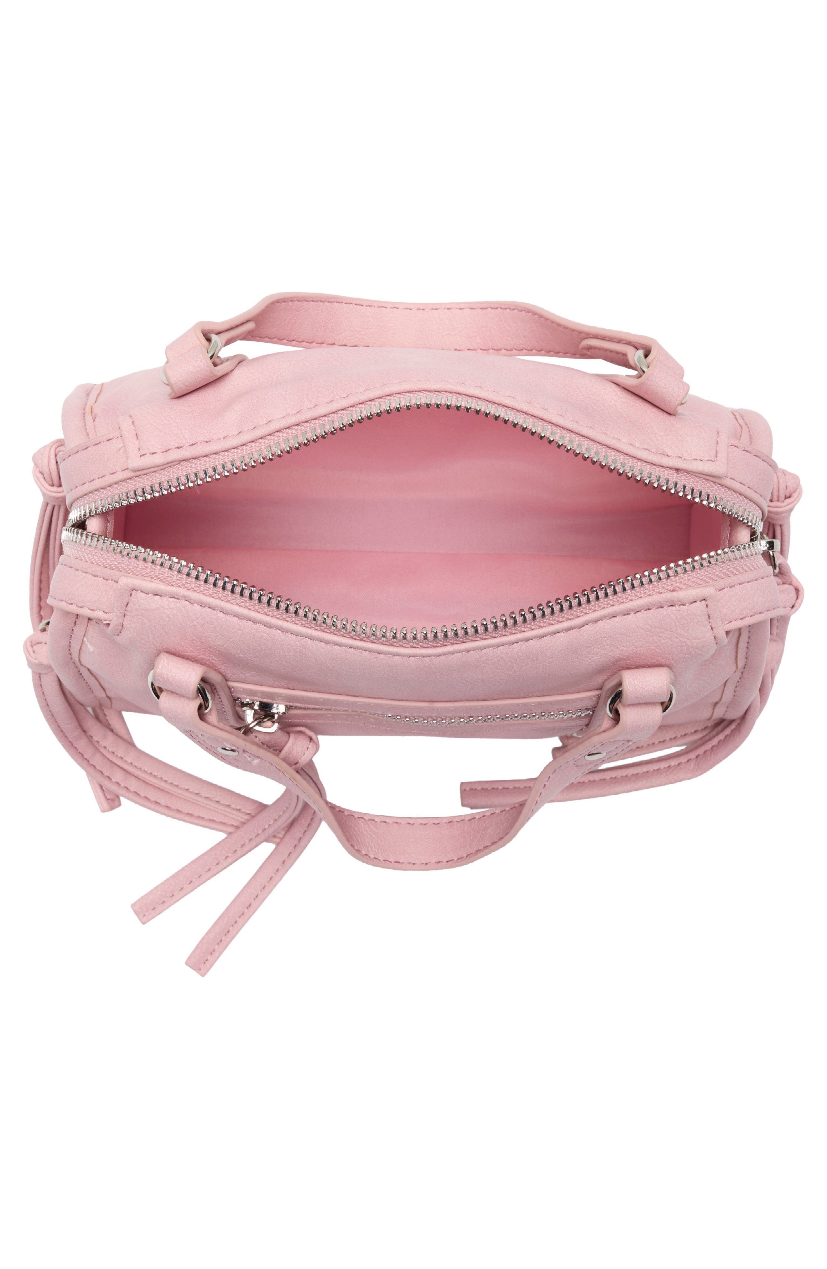 Mini Washed Faux Leather Satchel Bag, Alternate, color, LIGHT PINK