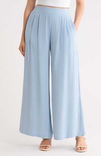 Renee C Wide Leg Pull-On Pants in Blue at Nordstrom Rack, Size Medium
