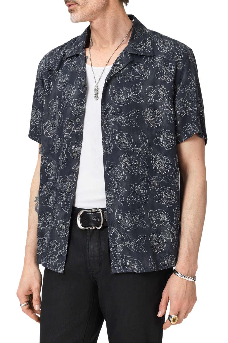 Dan Print Modal Camp Shirt, Alternate, color, BLACK