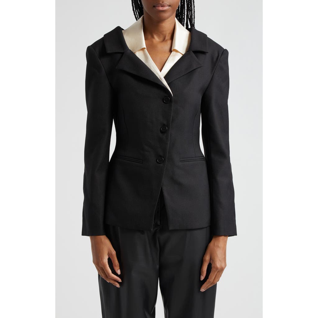 Shop Stine Goya Double Collar Jacket In Black/butter Milk