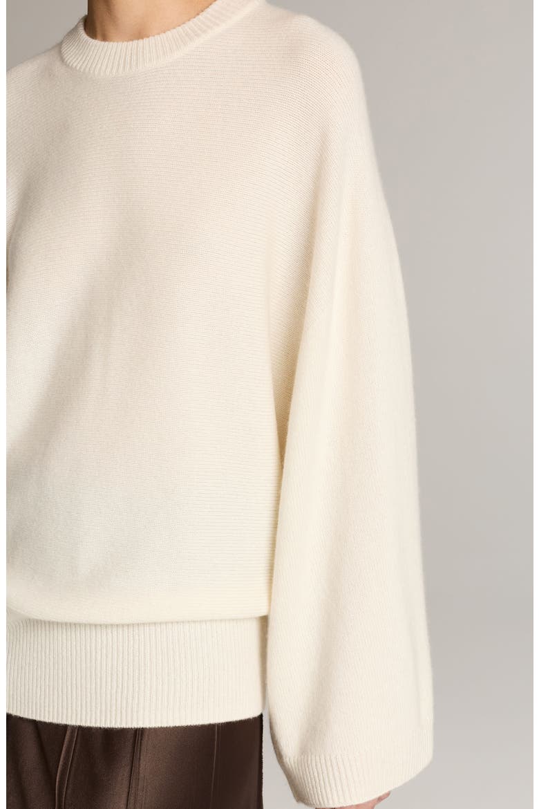Wide Sleeve Wool & Cashmere Crewneck Sweater, Alternate, color, OFF WHITE