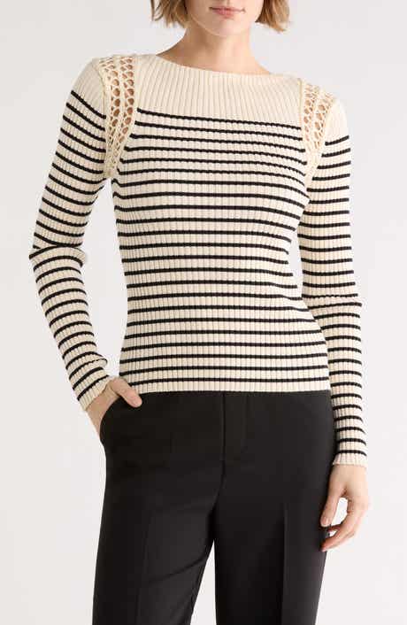 ELIE ELIE TAHARI Stripe Boat Neck Sweater