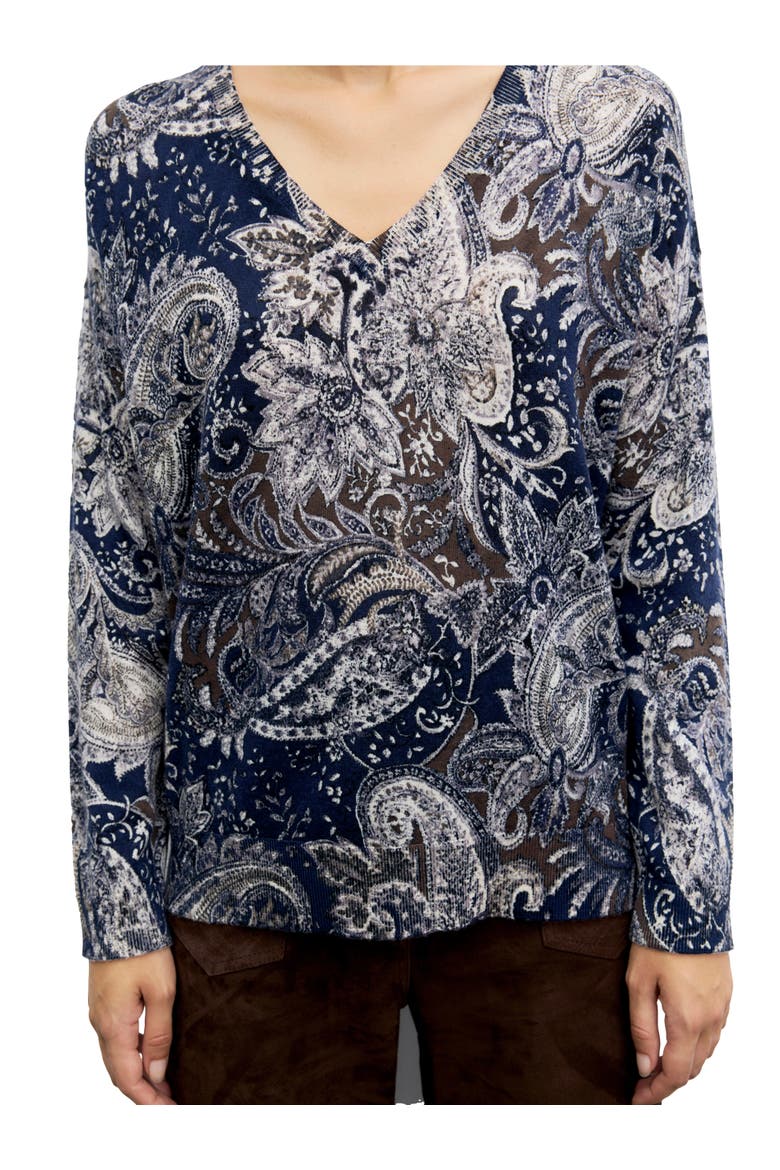 Rhea Long Sleeve V-Neck Sweater, Alternate, color, Navy Blue