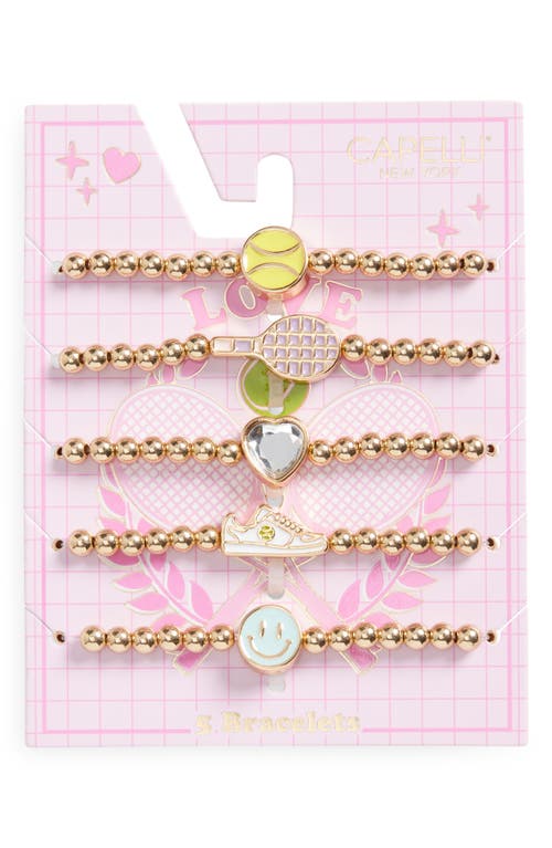 Capelli New York Kids' 5-Pack Sporty Assorted Beaded Bracelets in Gold Multi  product