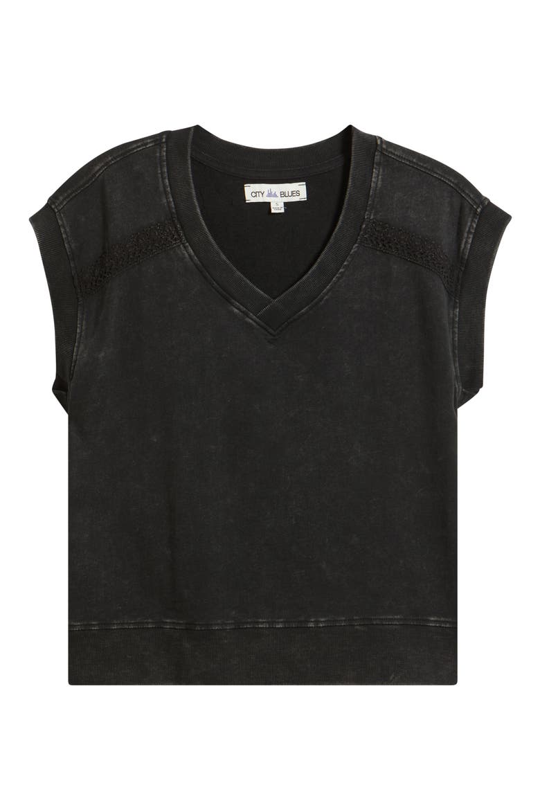 Crochet Detail Muscle Tee, Alternate, color, BLACK