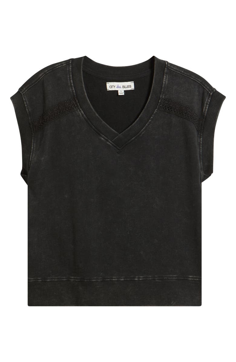 CITY BLUES Crochet Detail Muscle Tee, Alternate, color, Black