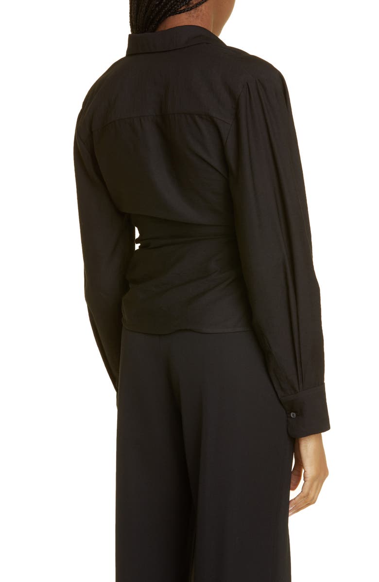 Jacquemus Bahia Open Drape Long Sleeve Shirt, Alternate, color, 