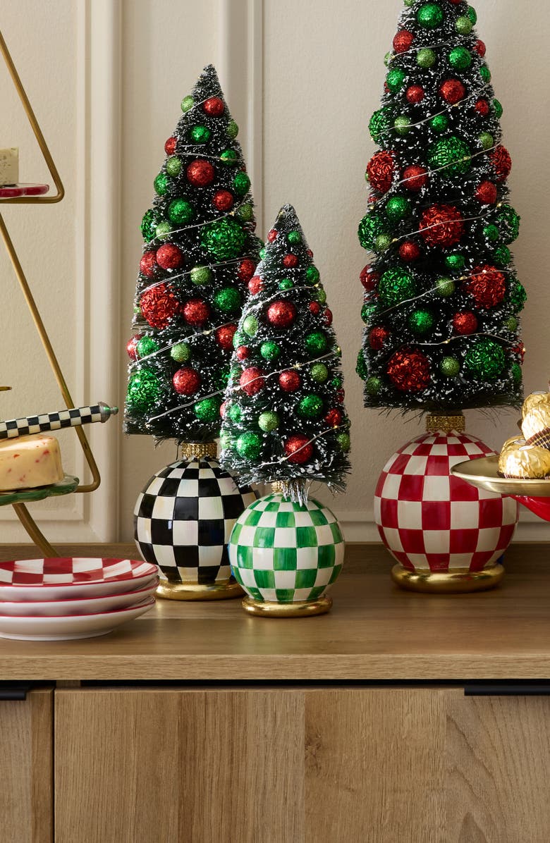 MACKENZIE CHILDS Check It Out Illuminated Small Tree, Alternate, color, Green