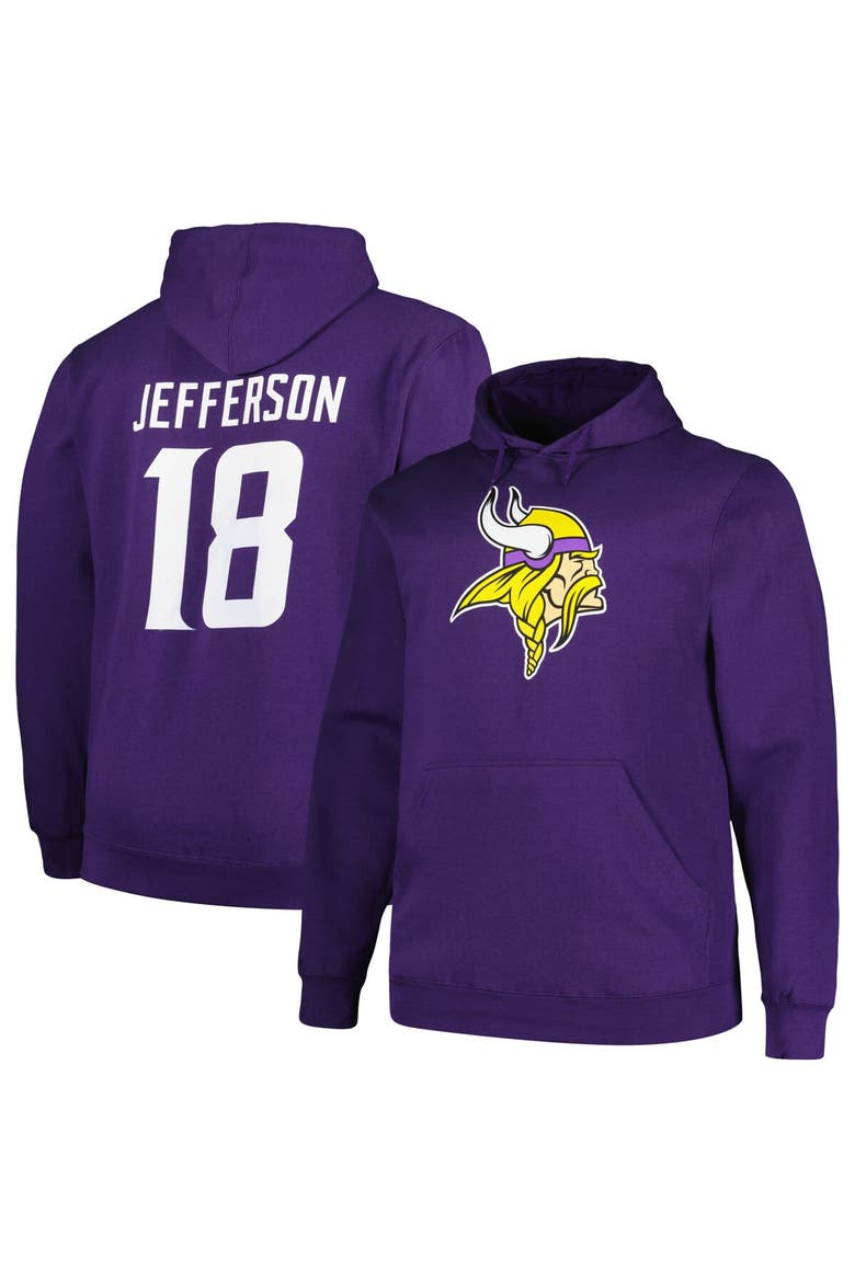 Men's Fanatics Branded Justin Jefferson Purple Minnesota Vikings Big & Tall Fleece Name & Number Pullover Hoodie, Alternate, color, Purple