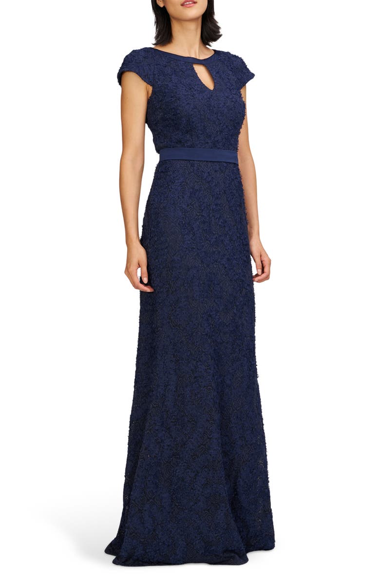 JS Collections Leigh Keyhole Mermaid Gown, Alternate, color, Navy