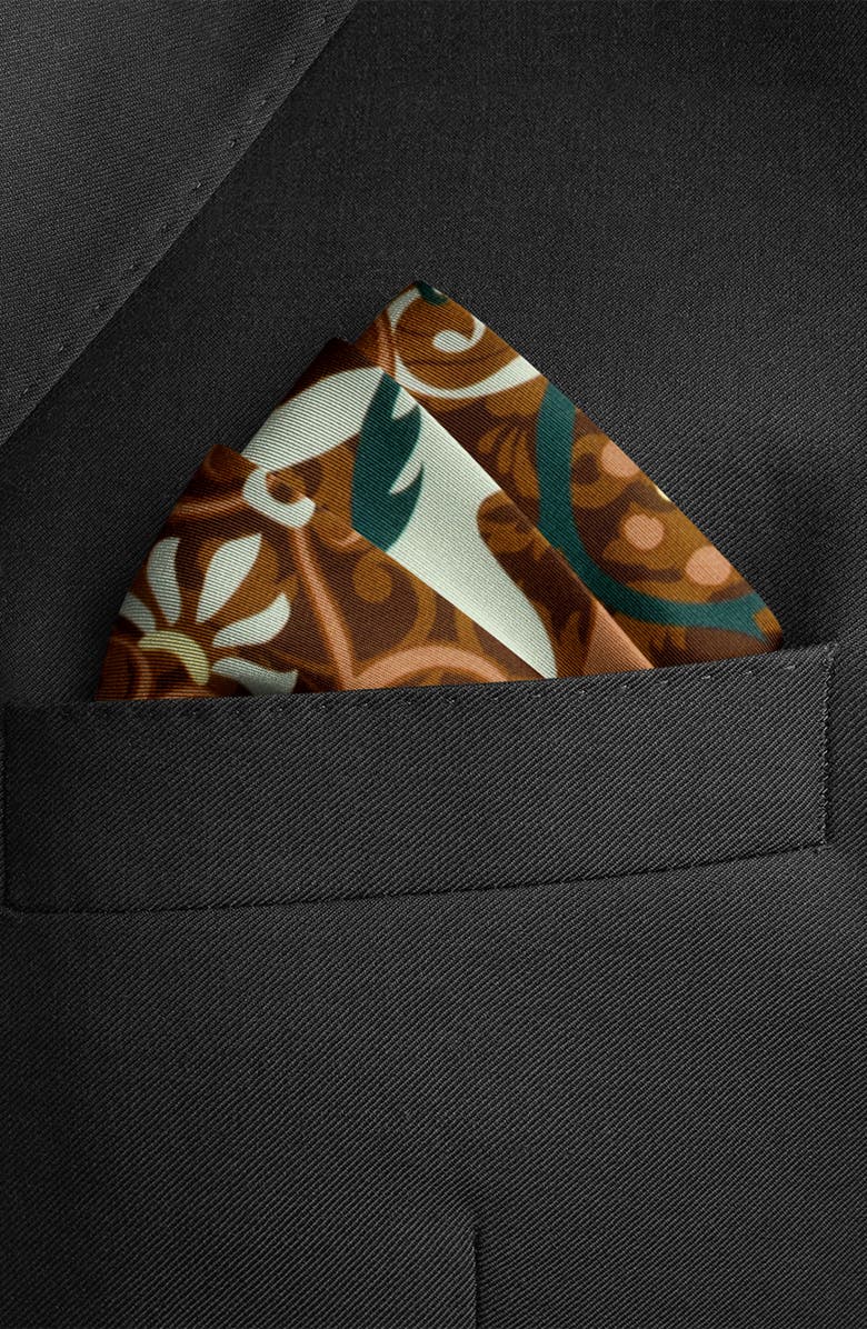 Cufflinks, Inc. Vincent De Paul Biltmore Renaissance Revival Pocket Square, Alternate, color, Brown