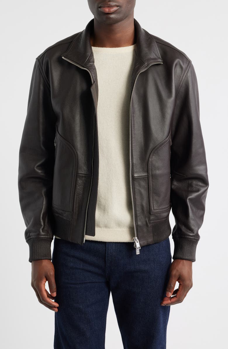 BOSS Mander Bomber Jacket, Main, color, Dark Brown