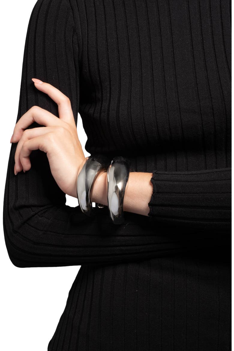 Large Molten Hinge Cuff Bracelet, Alternate, color, SILVER