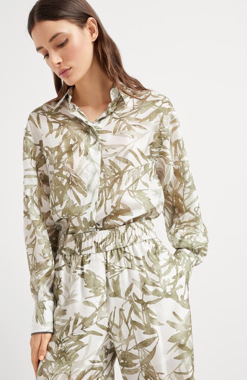 Shop Brunello Cucinelli Herbarium Print Pyjama Trousers In Green