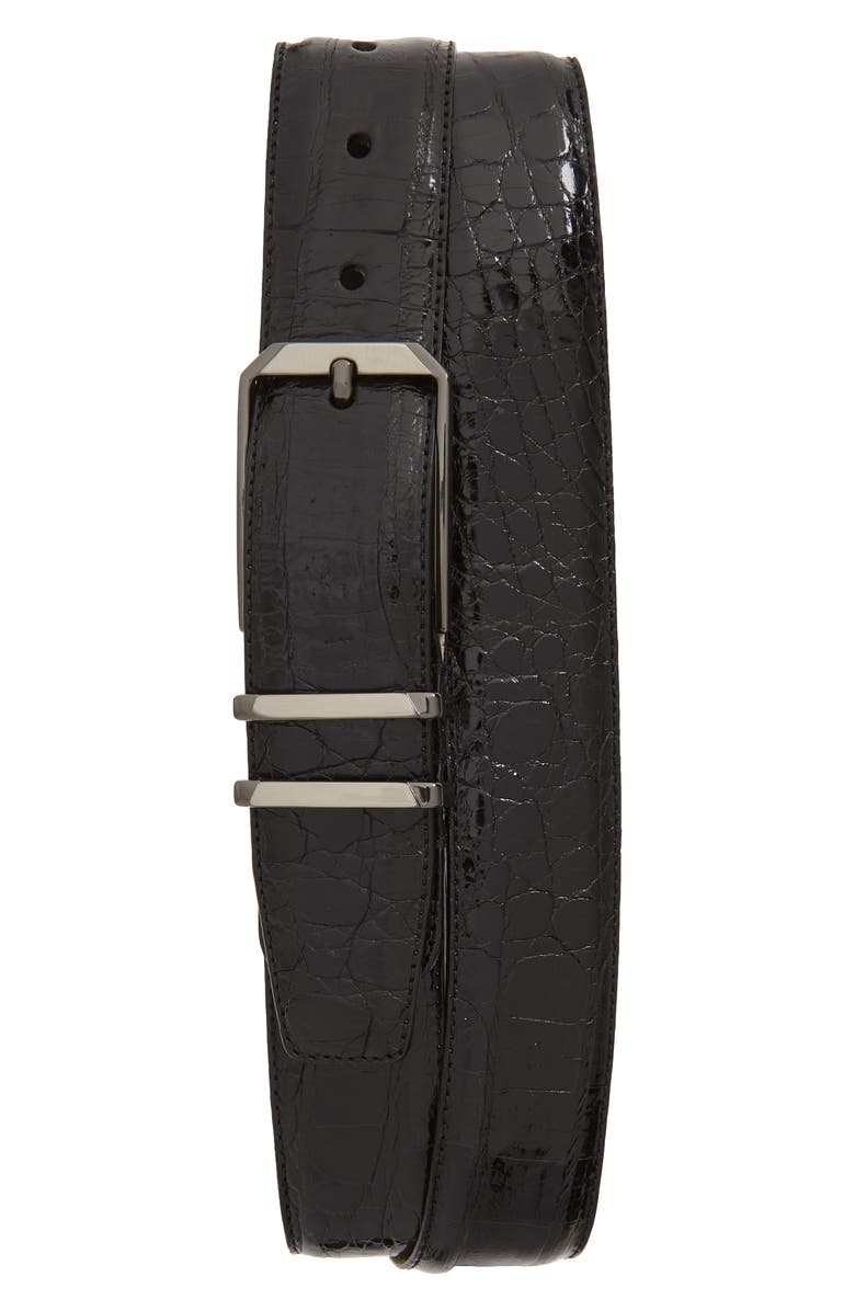 Mezlan Crocodile Leather Belt, Main, color, 