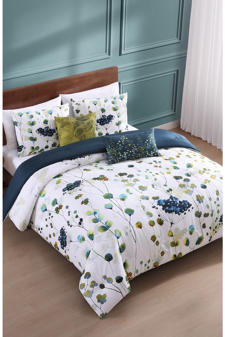 Abstract Vines Cotton Reversible Comforter Set, Main, color, BLUE