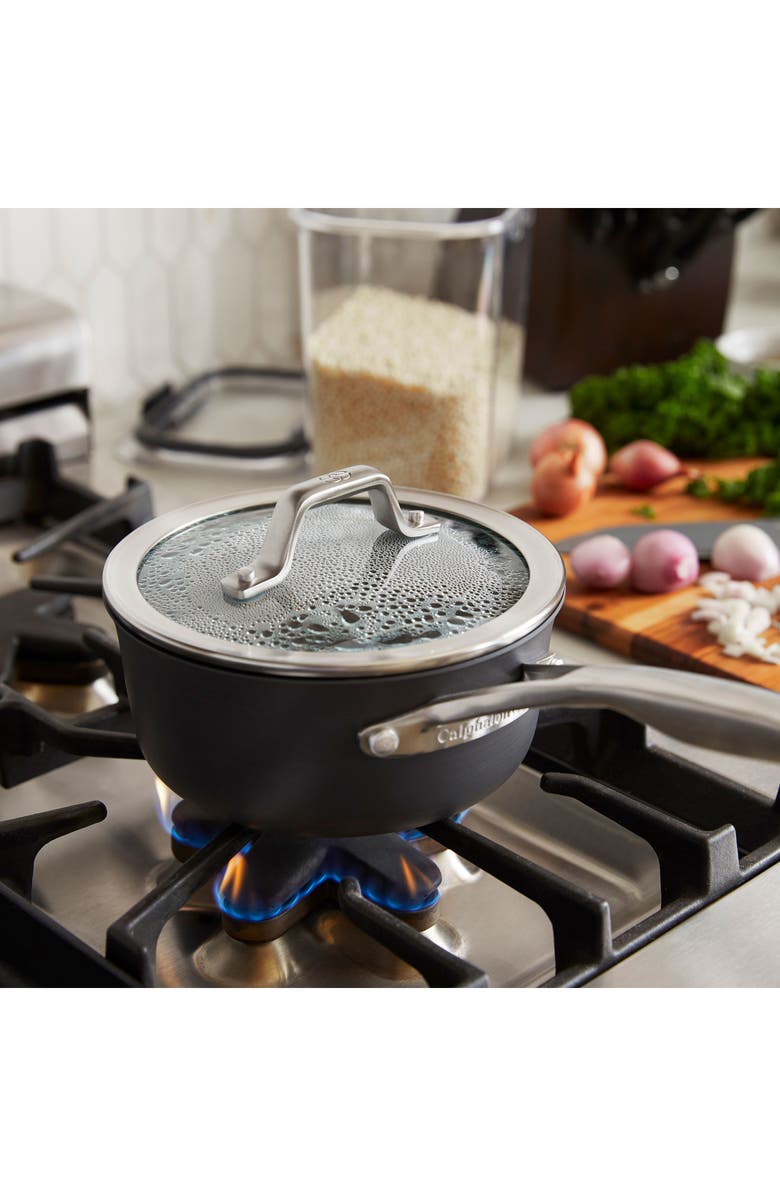 CALPHALON Premier Hard Anodized Nonstick 3.5-Quart Saucepan with Lid, Alternate, color, Black