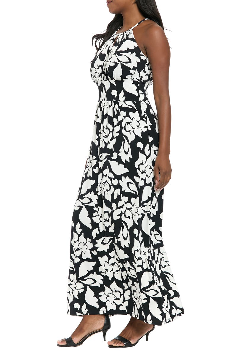 London Times Morris Floral Maxi Dress, Alternate, color, Soft White/ Black