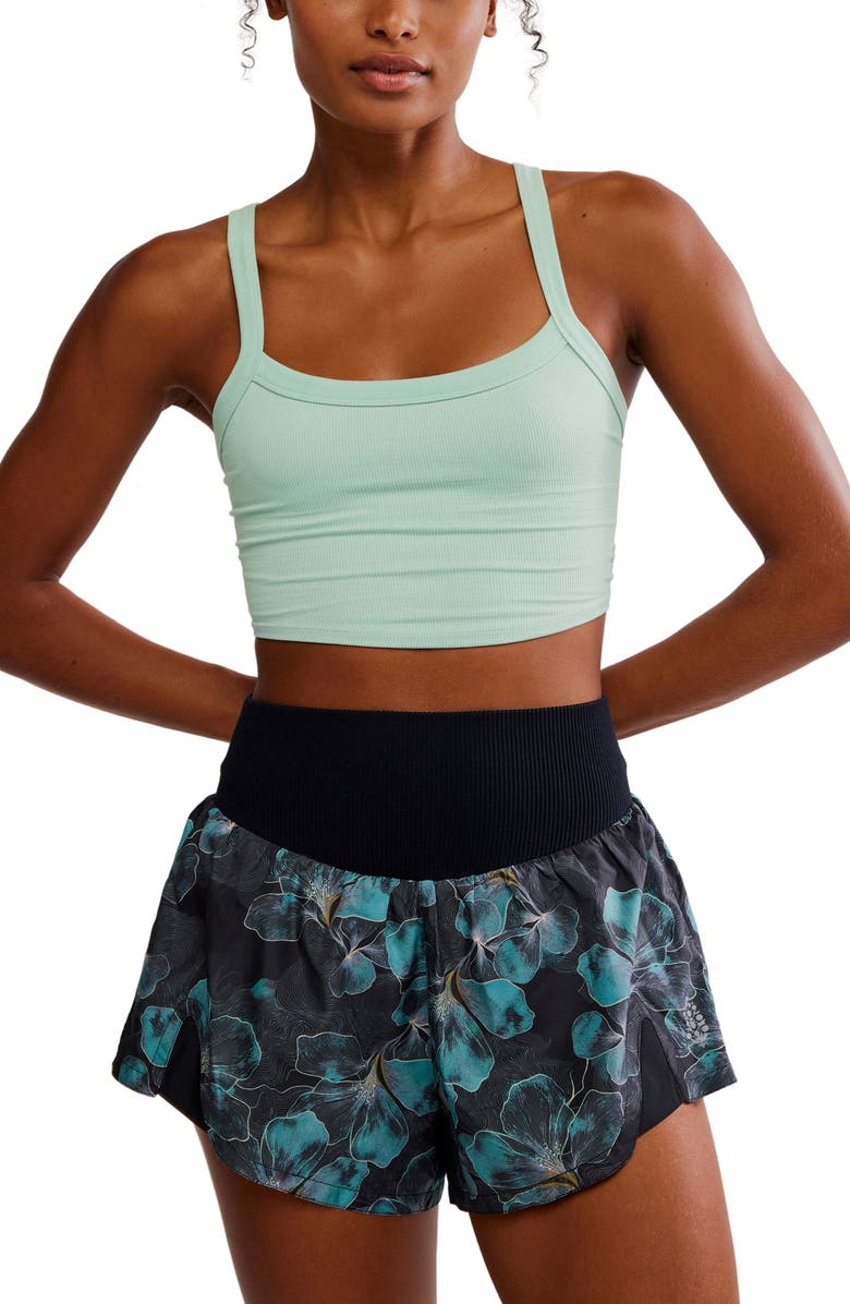 Free People FP Movement Carpe Diem Stripe Shorts, Alternate, color, Midnight Floral Combo