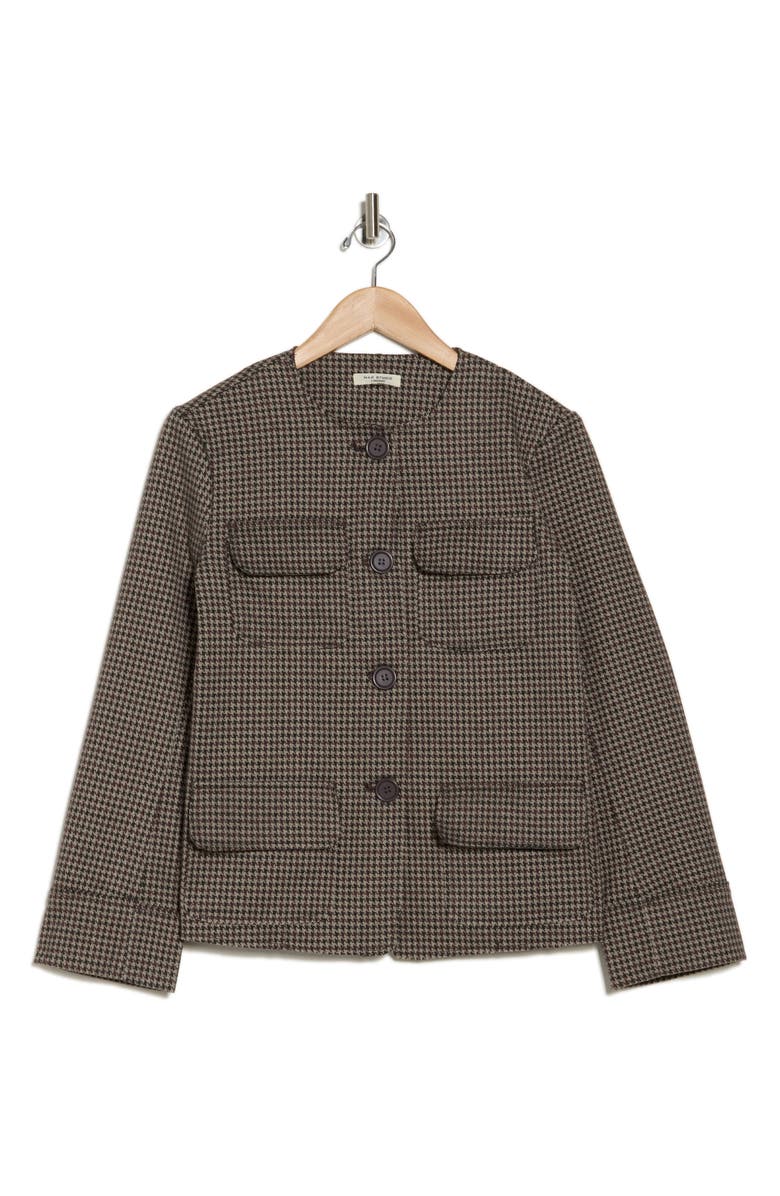 MAX STUDIO Houndstooth Brushed Knit Field Jacket, Alternate, color, Black/ Brown Houndstooth