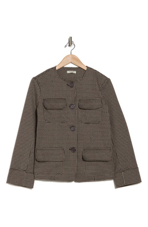 MAX STUDIO MAX STUDIO HOUNDSTOOTH BRUSHED KNIT FIELD JACKET