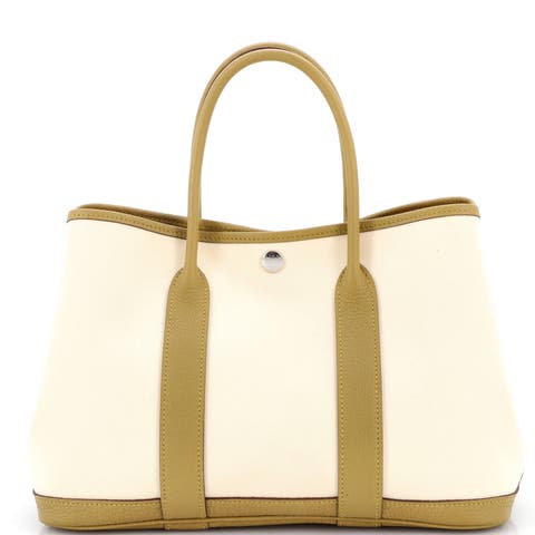 Garden Party Tote Toile and Leather 30