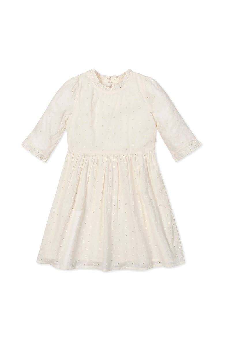 Kids' Organic Flutter Sleeve Tiered Eyelet Dress, Main, color, Ivory Eyelet