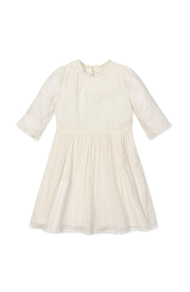 Hope & Henry Kids' Organic Flutter Sleeve Tiered Eyelet Dress, Main, color, Ivory Eyelet