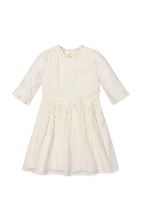 Kids' Organic Flutter Sleeve Tiered Eyelet Dress (Toddler, Little Kid and Big Kid)