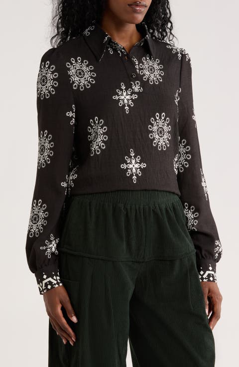 Snowflake Embroidered Top